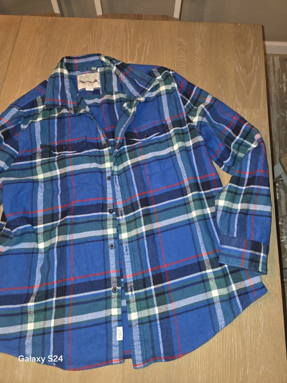 American Eagle Outfitters Blue and Green Flanjel Button-Down Shirt Mens XL